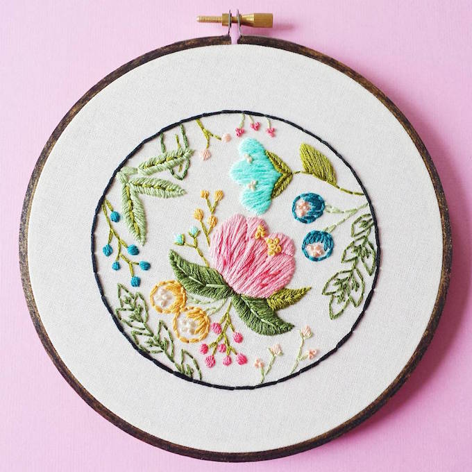 Cinder & Honey Embroiders Vibrant, Flowery Hoop Art