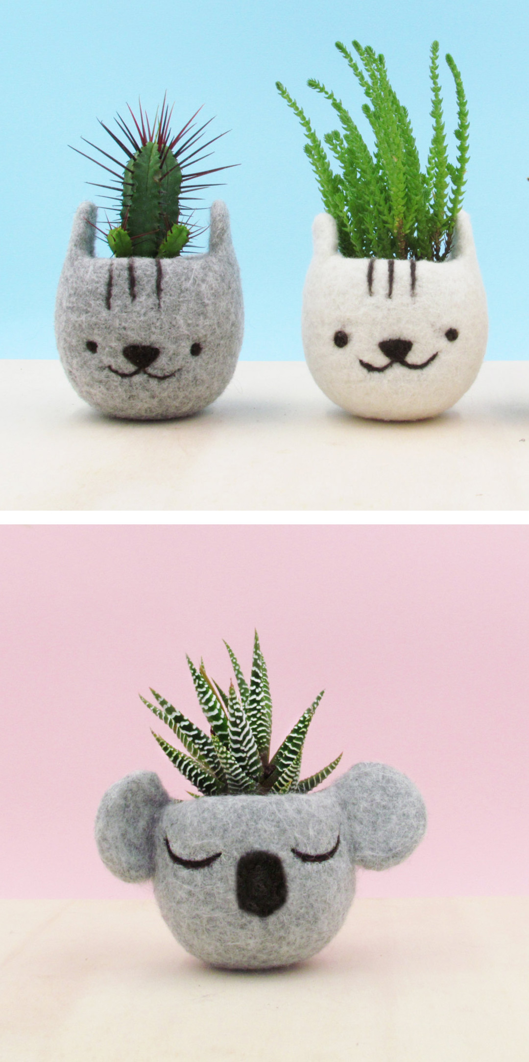 The Yarn Kitchen felted animal planters