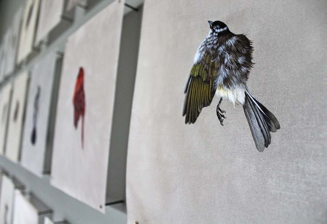 bird paintings on silk by jieyu zhang