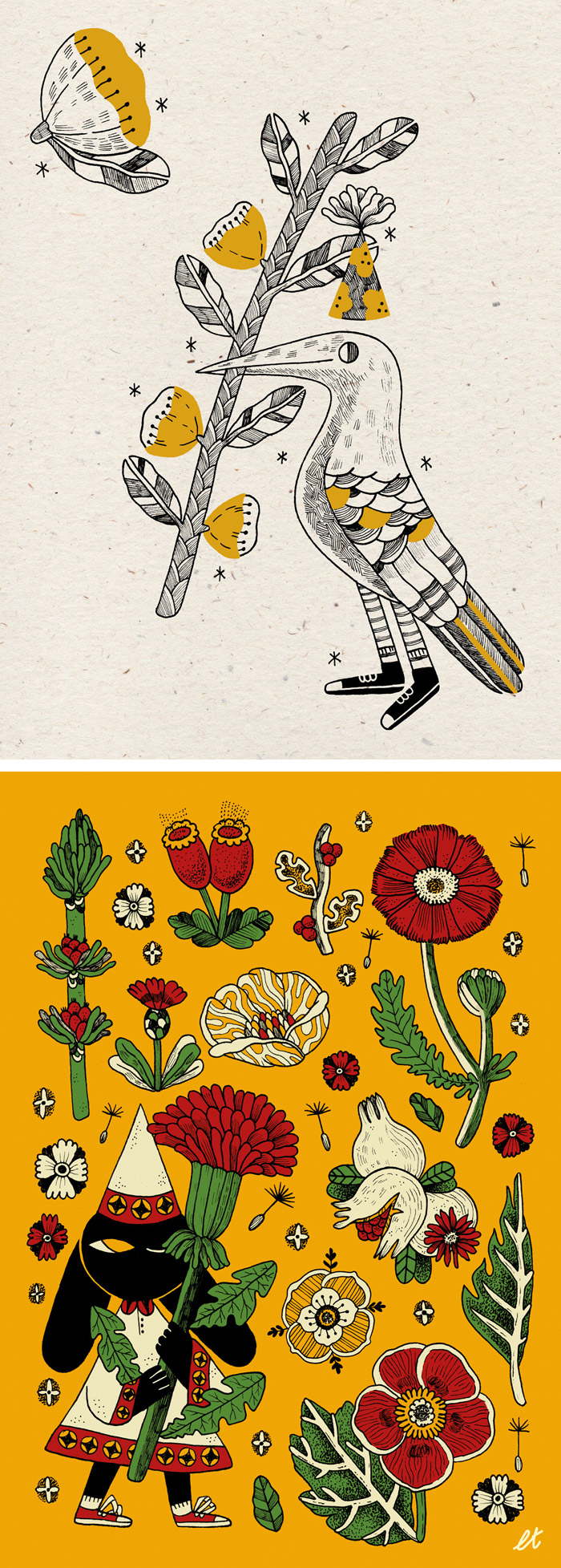 Folk art illustrations by Lia Tuia