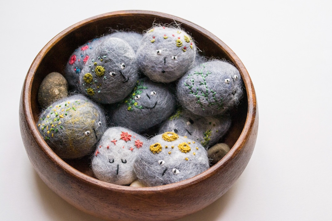 Felted rock art by Shu Ning Lim