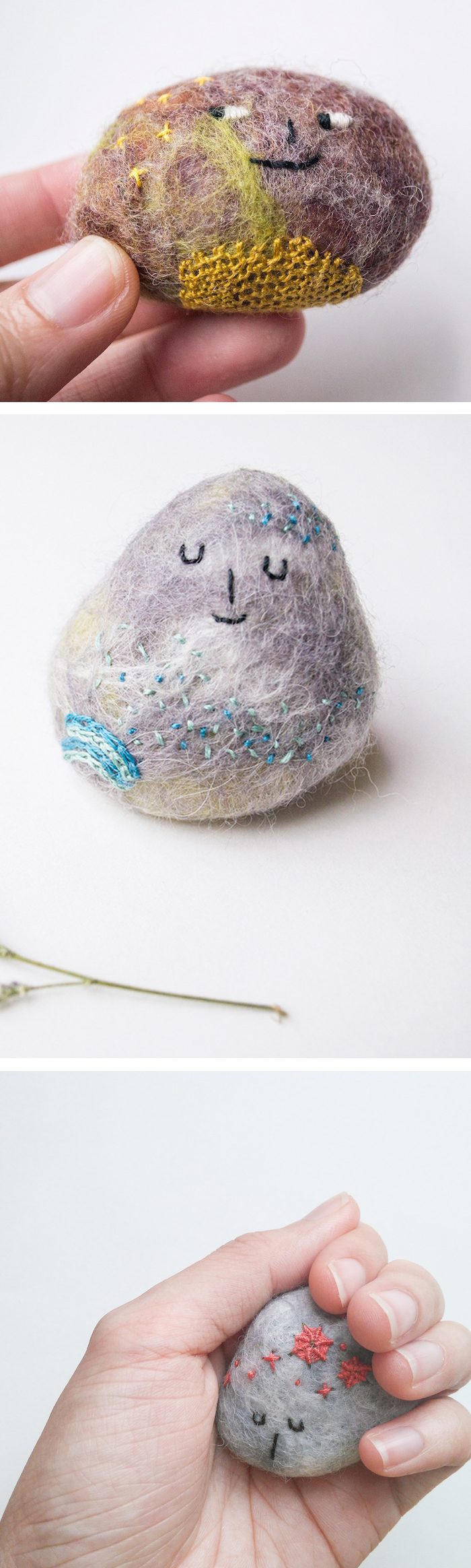 Rock Art Is Embroidered Needle Felted Fun That Fits in 