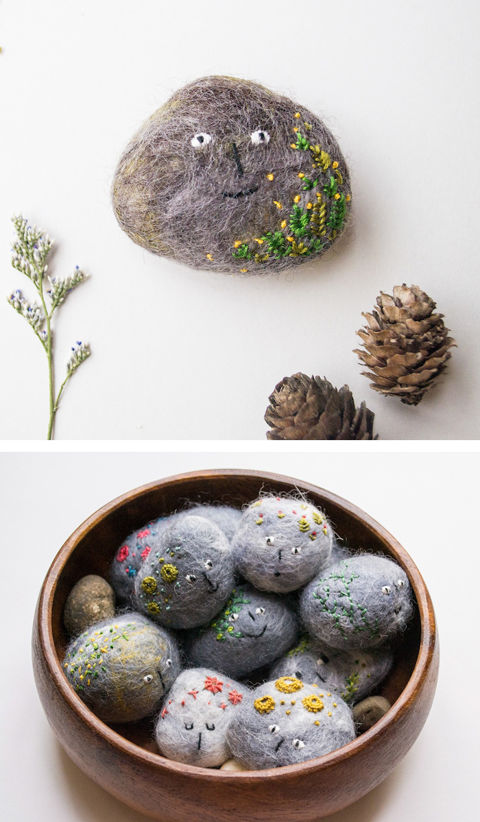 Felted rock art by Shu Ning Lim