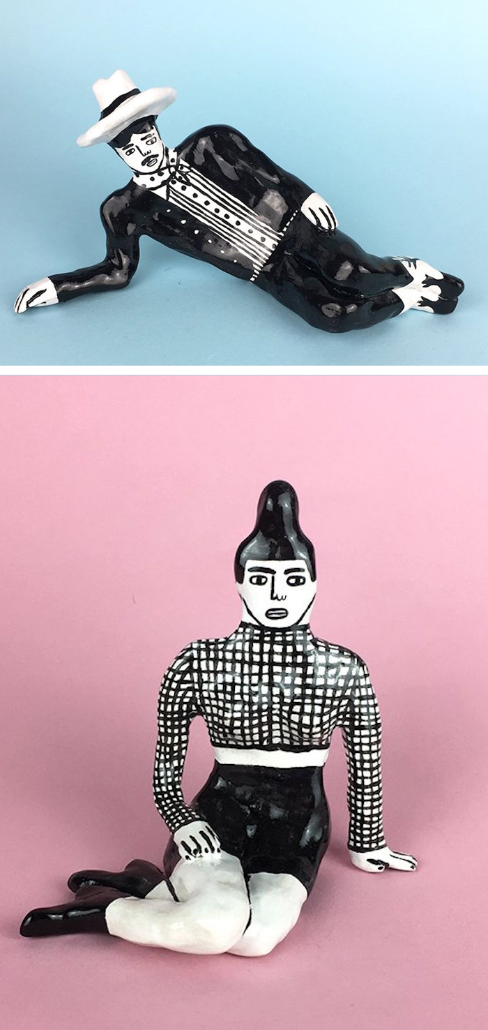 Black and white ceramics by Lucy Kirk