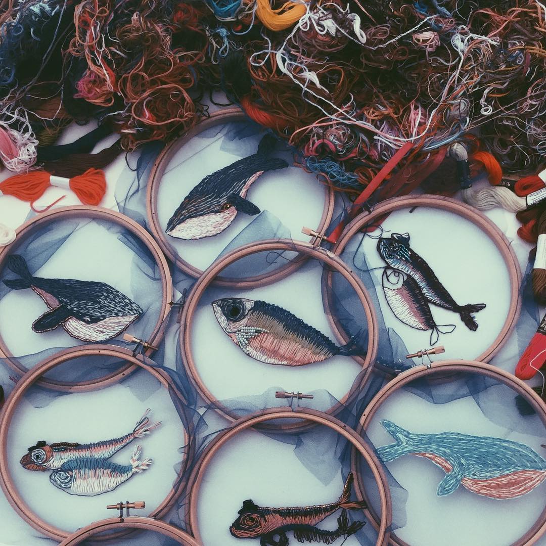 Fish embroidery by Katerina Marchenko