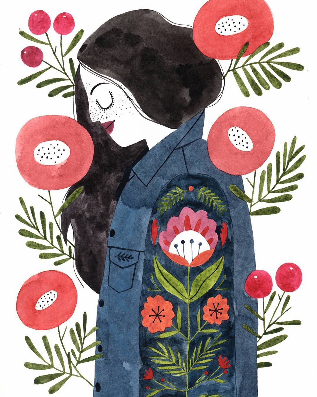 Illustrated portrait of a woman by Brunna Mancuso