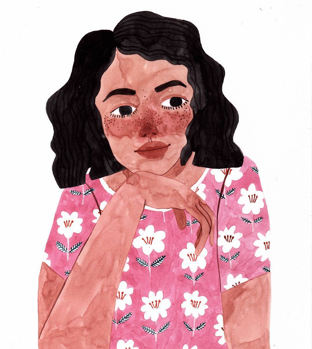 Illustrated portrait of a woman by Brunna Mancuso