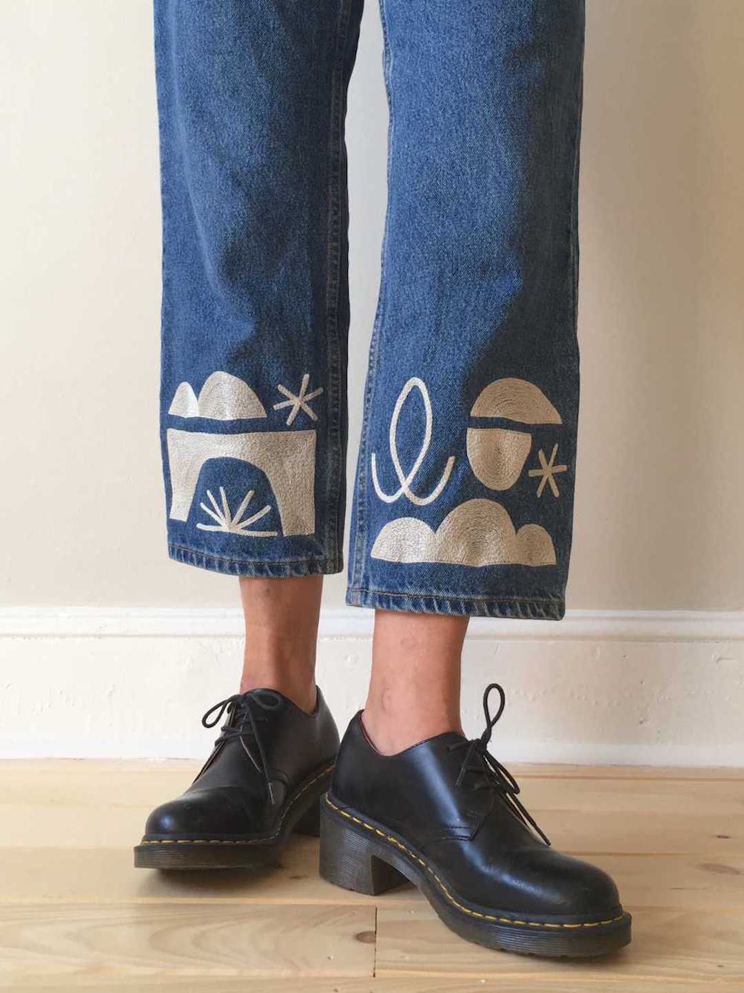 Embroidered denim jeans by Thousand Island