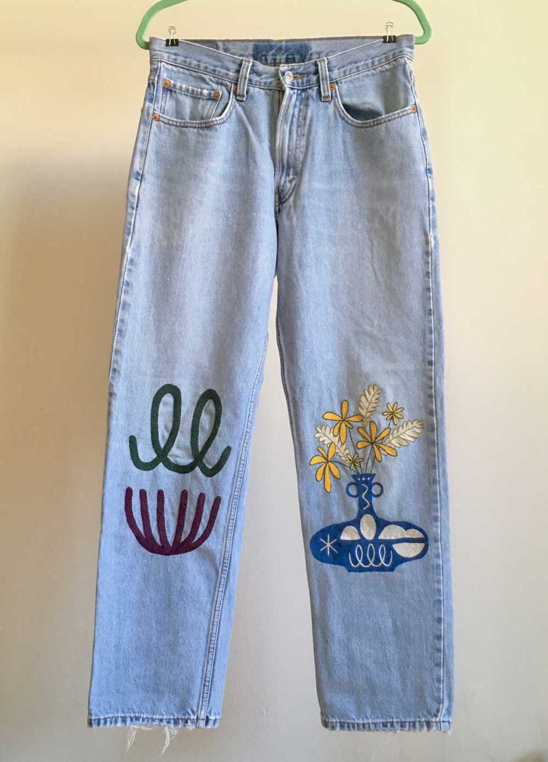 Contemporary Embroidered Denim Jeans Inspired by the Past