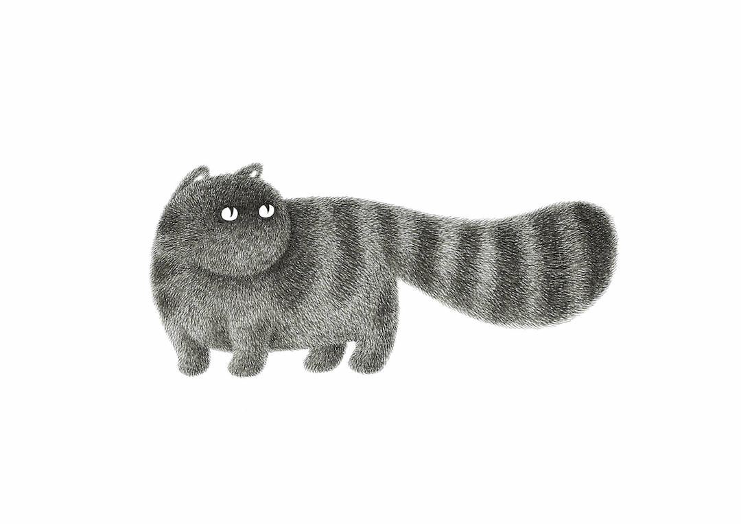 Cat Art Drawings of Felines Too Fluffy for Their Own Good