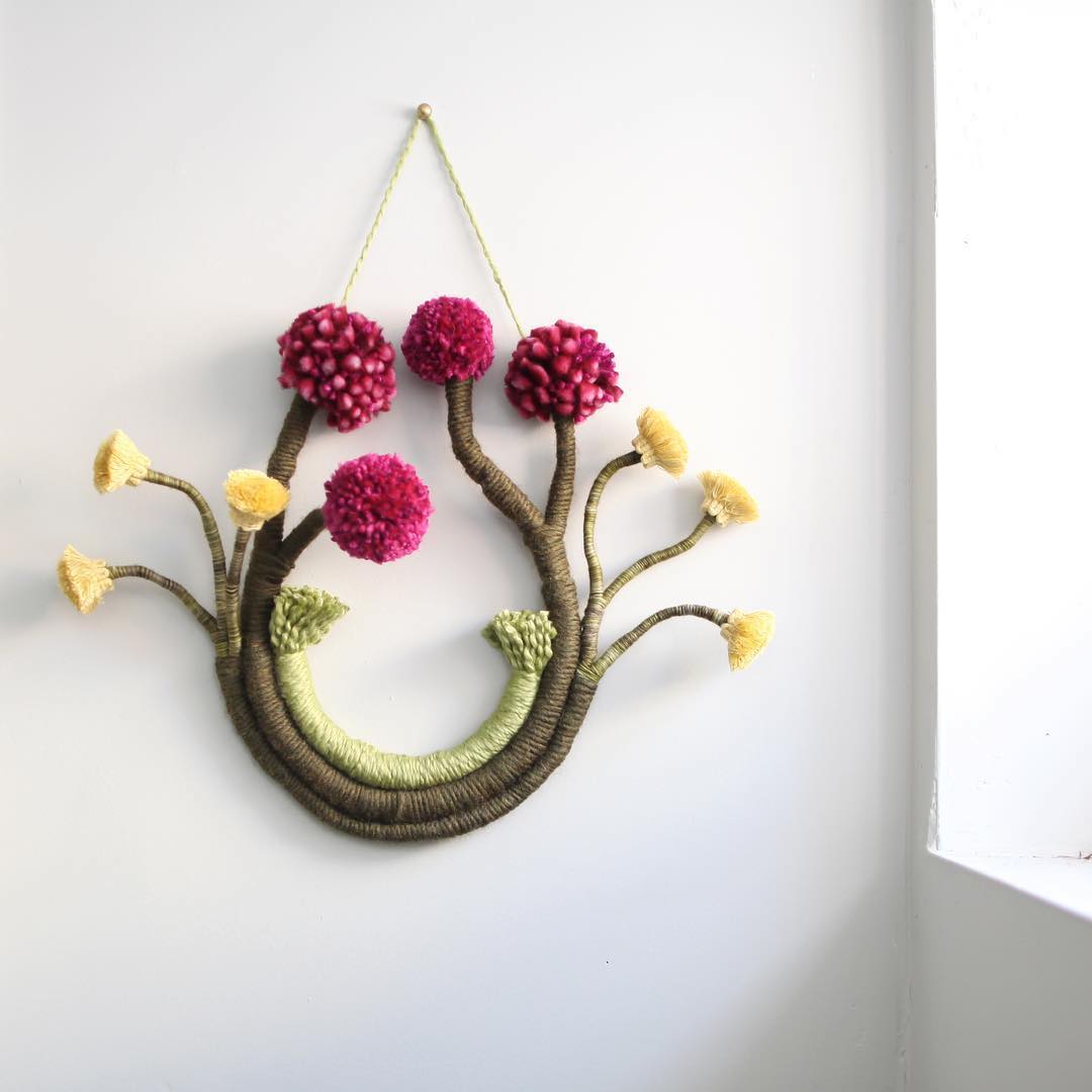 Floral fiber art wall hangings by Mandi Smethells