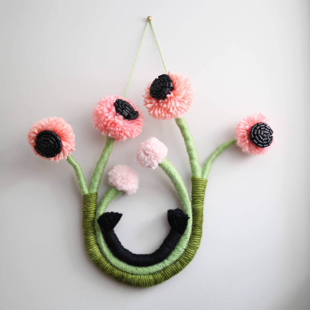 Floral fiber art wall hangings by Mandi Smethells