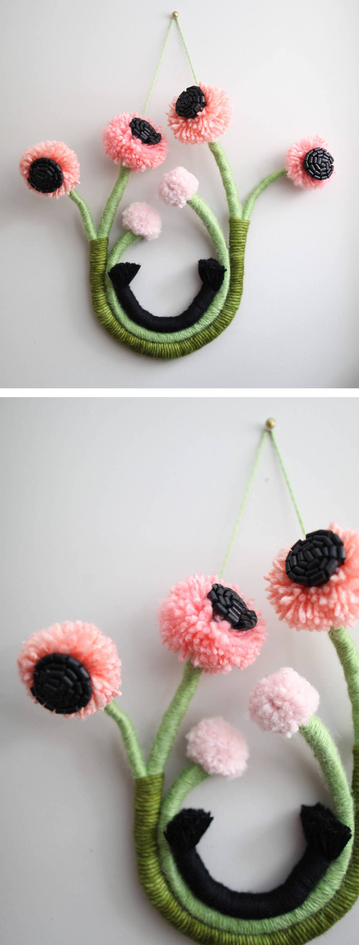 Floral fiber art wall hangings by Mandi Smethells