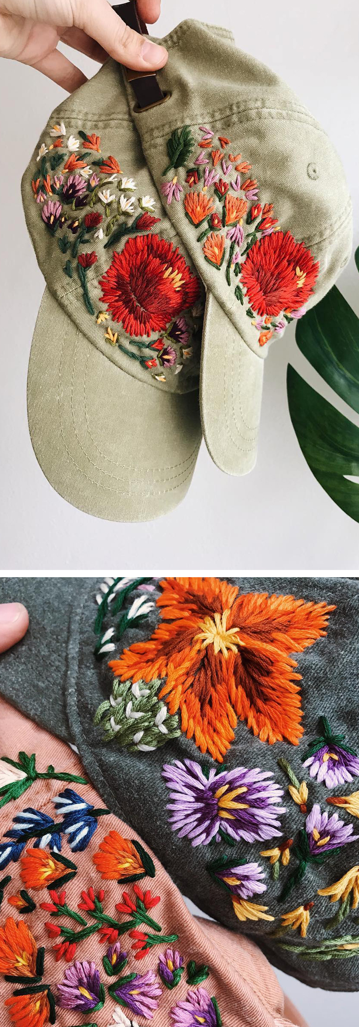 Embroidered hats by Lexi Mire