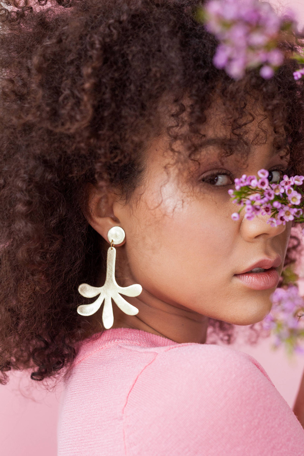 Gold Matisse-inspired earrings by Benu Made