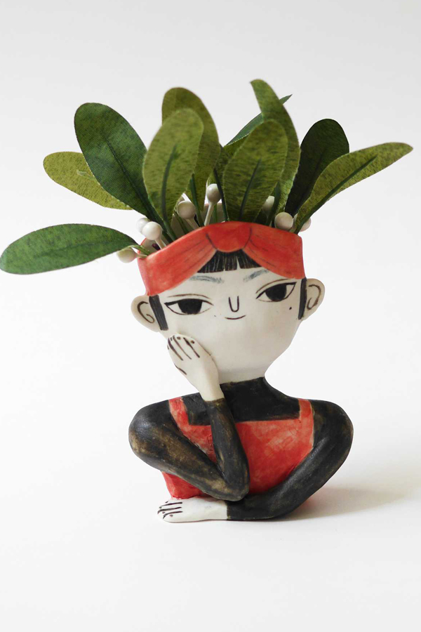 'Pondering' ceramic planter