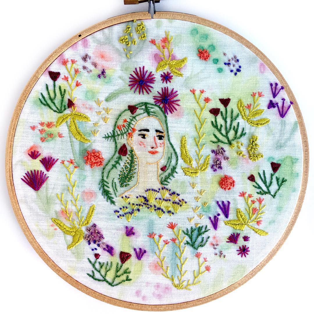 Embroidery and painting illustration by Abigail Halpin