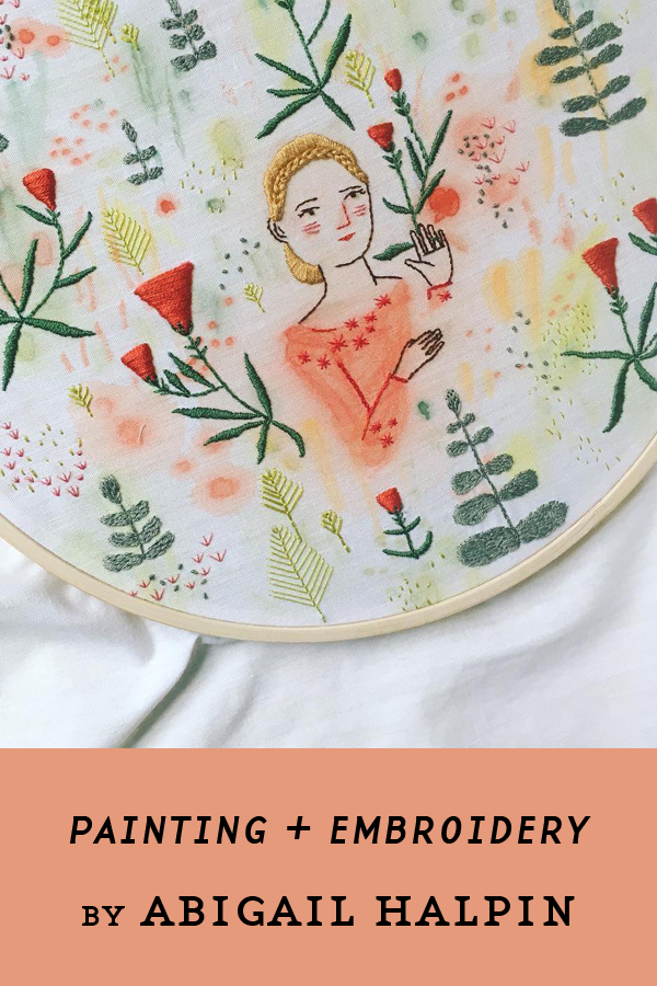 Embroidery and painting illustration by Abigail Halpin