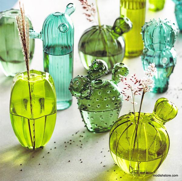 Glass cacti vases