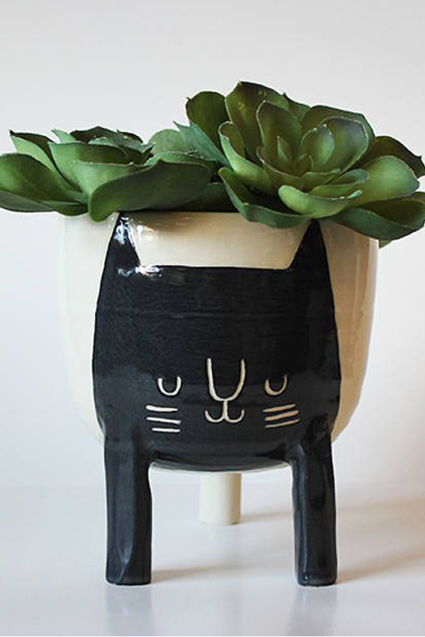 Cat ceramic planter by Beard Bangs