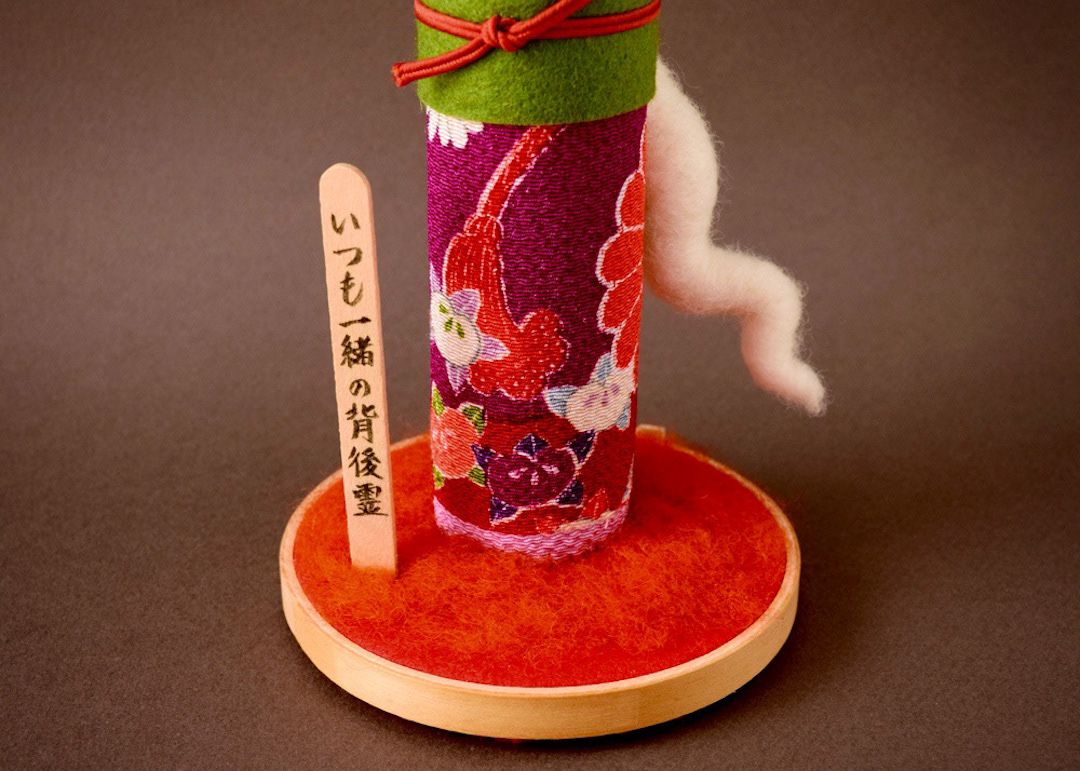 Needle felted "Occult Kokeshi" doll by Hiné Mizushima