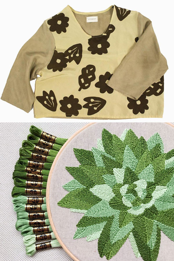 Printed shirt and punch needle embroidery kit