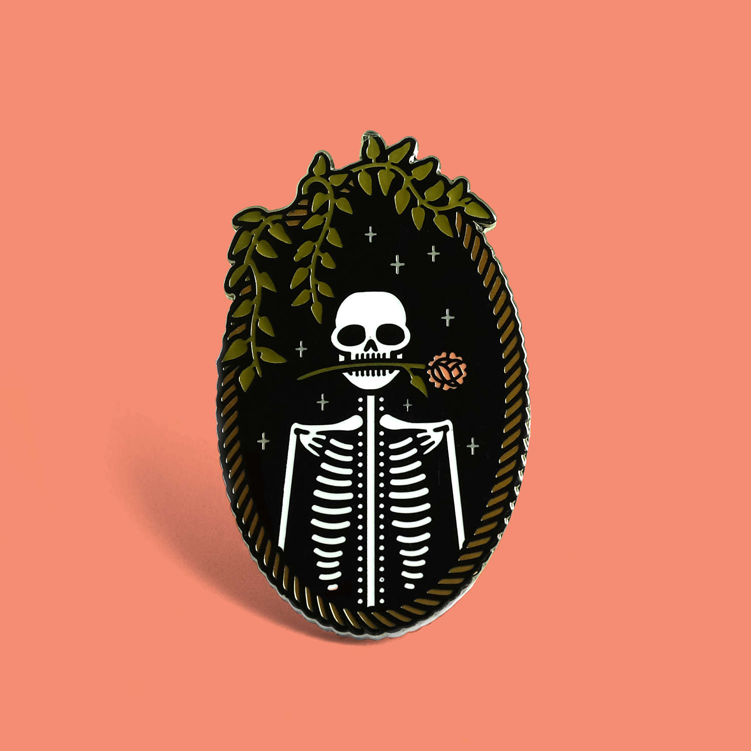 Skeleton enamel pin