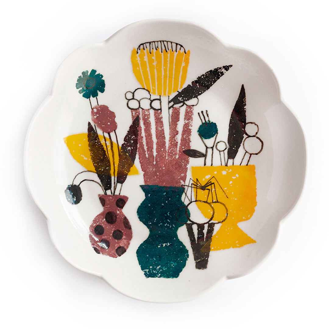 Illustrated ceramic plate by Malota