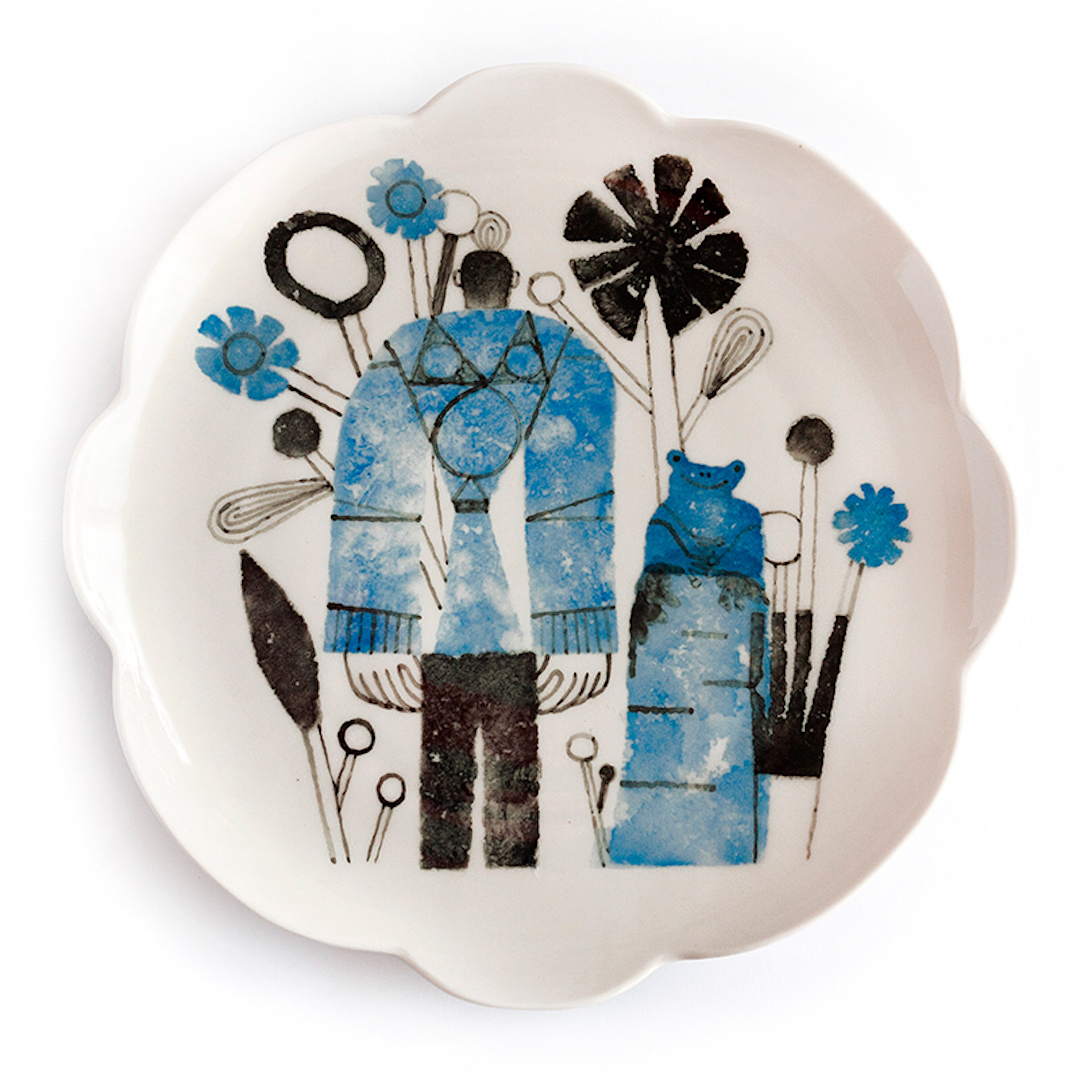 Illustrated ceramic plate by Malota