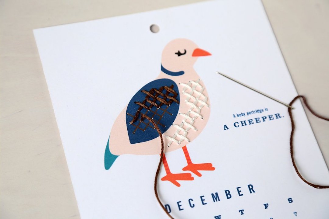 Calendar embroidery kit