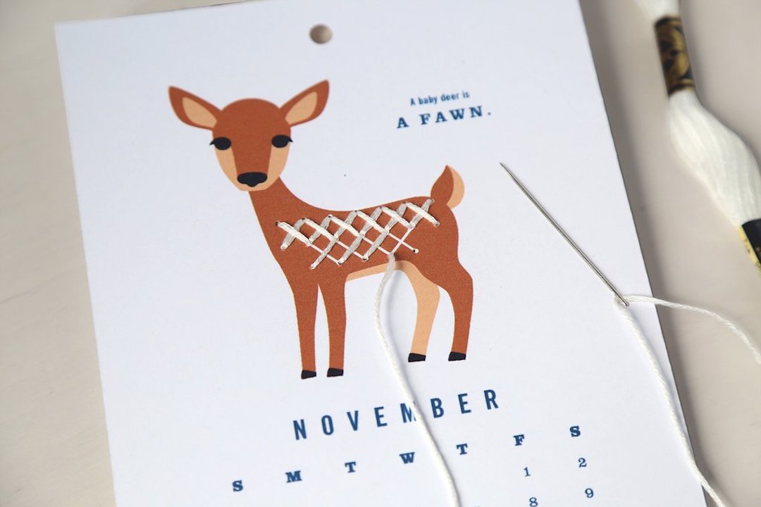 Calendar embroidery kit