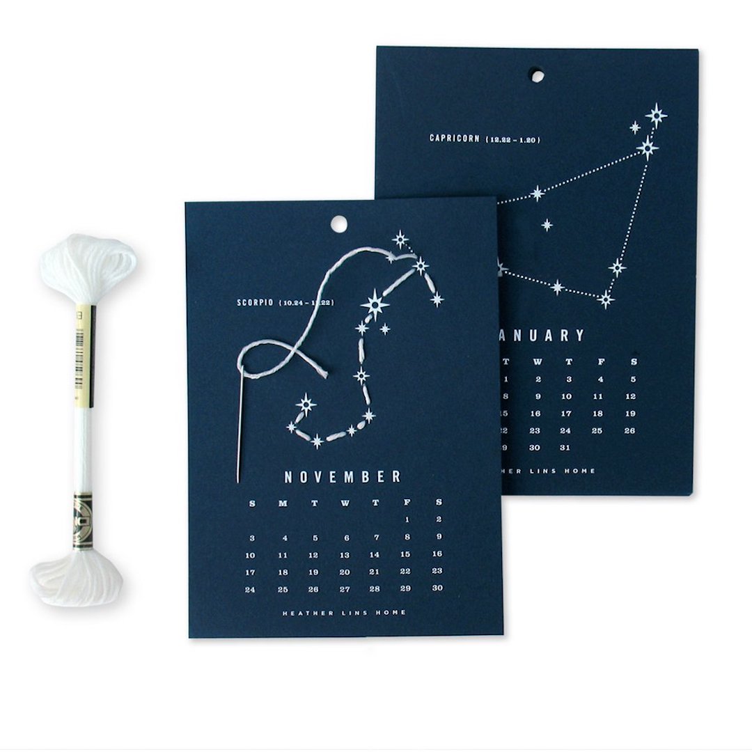 Calendar embroidery kit