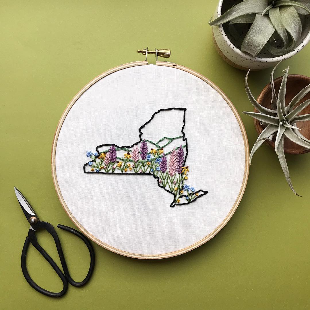 State embroidery hoop art by Lemon Made Shop