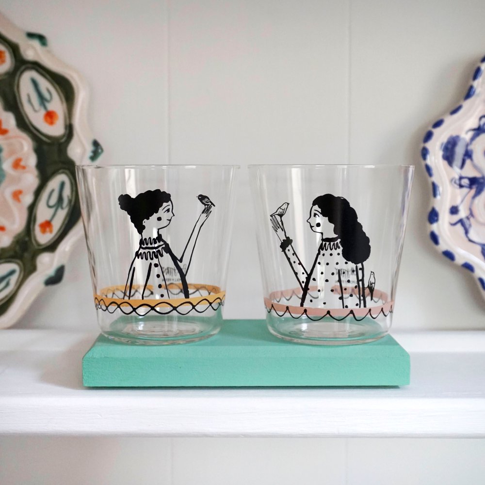 Bird Tamer Tumbler Glasses by Polly Fern