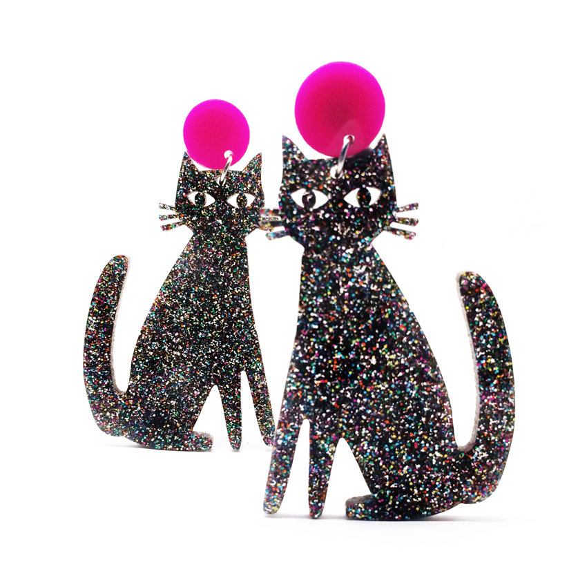 Large cat earrings