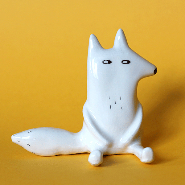 White fox figurine