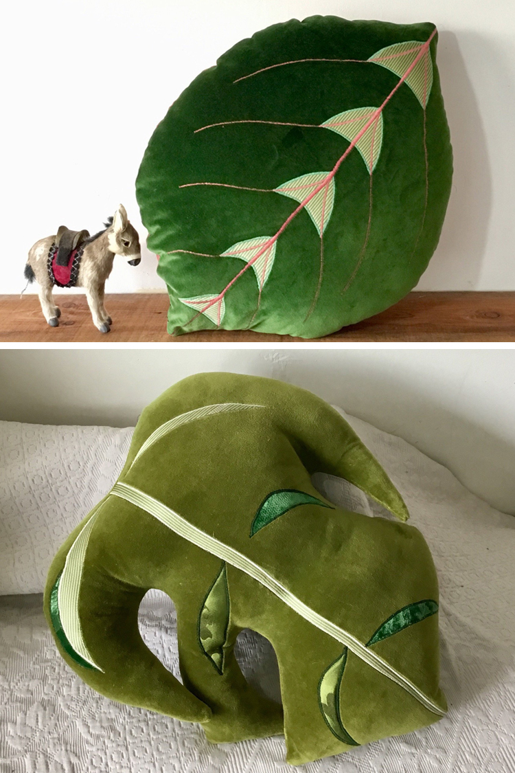 Novelty pillows shaped like plants