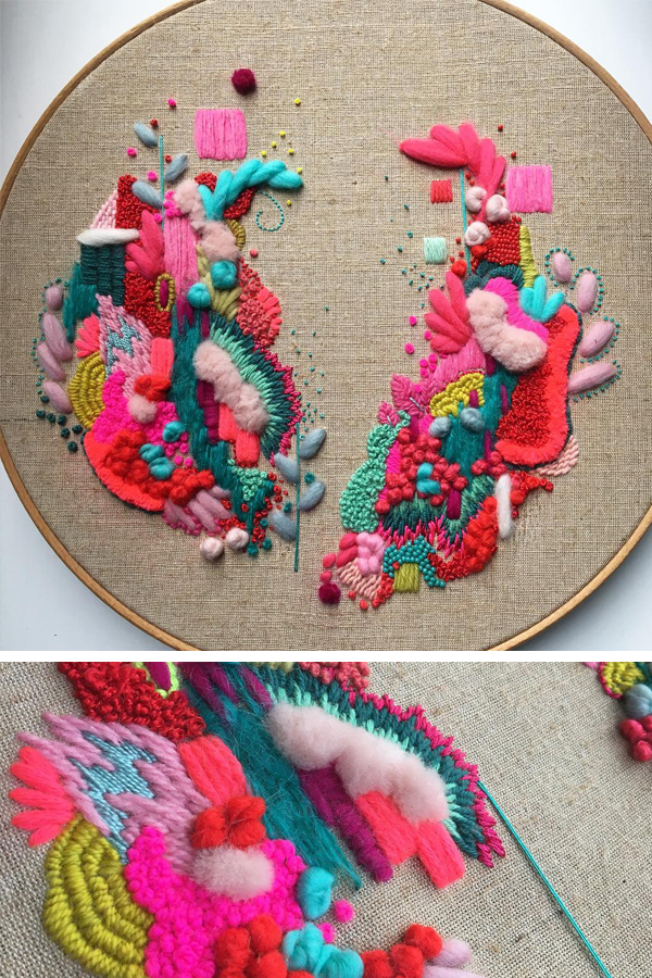 Abstract embroidery by Wild Floss Embroidery