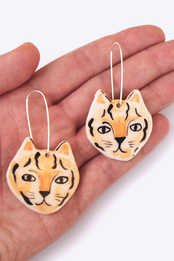 Ceramic tiger earrings