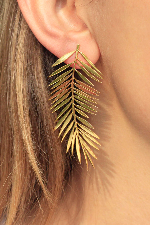 Palm leaf earring