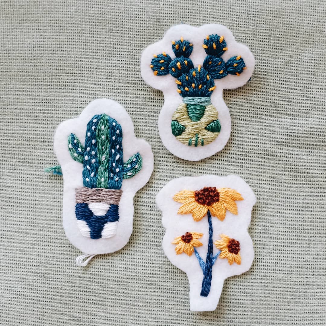 Hand embroidered brooch by Cub Club