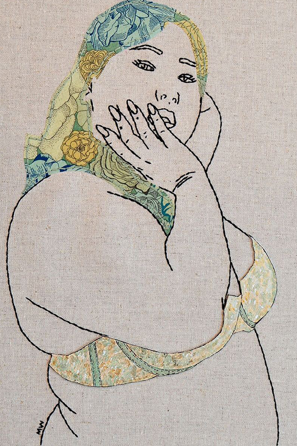 Appliqué embroidery of women by Meghan Willis