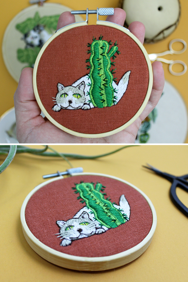 Cat embroidery by Sara Barnes