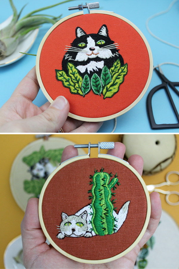 Cat embroidery by Sara Barnes