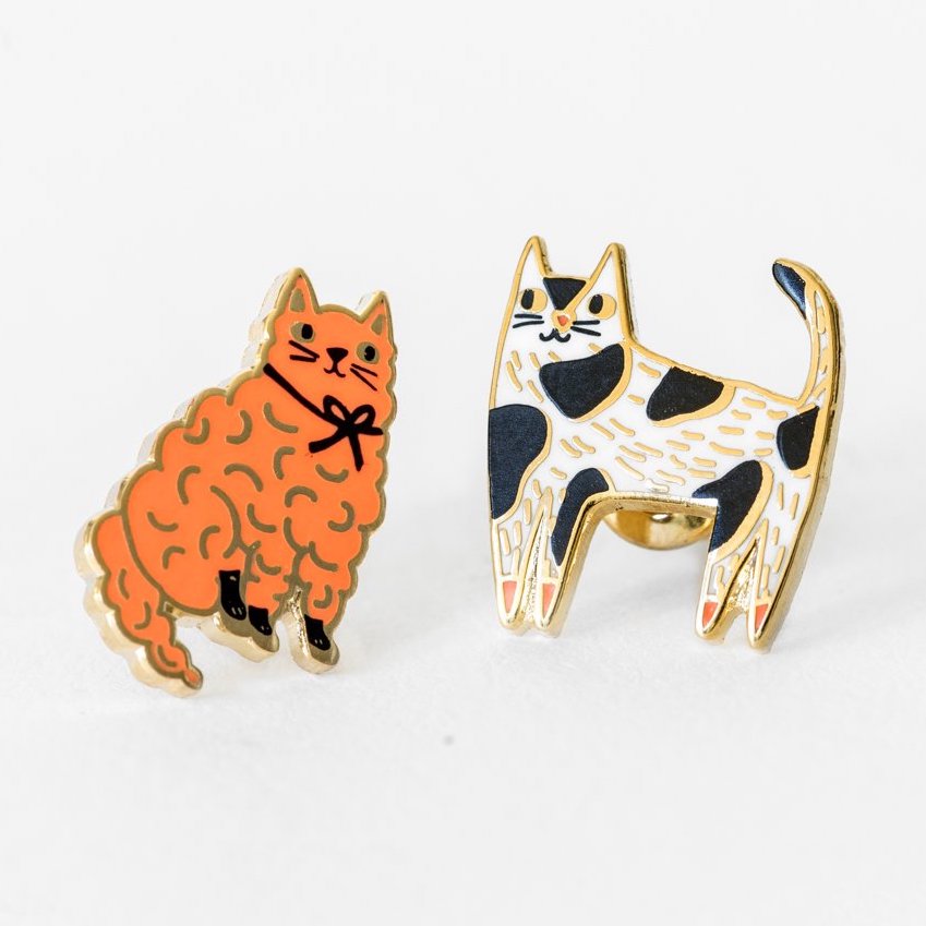 Enamel cat earrings