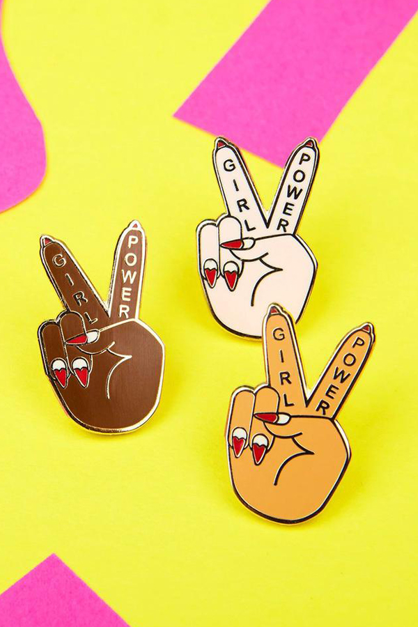 Girl power enamel pins