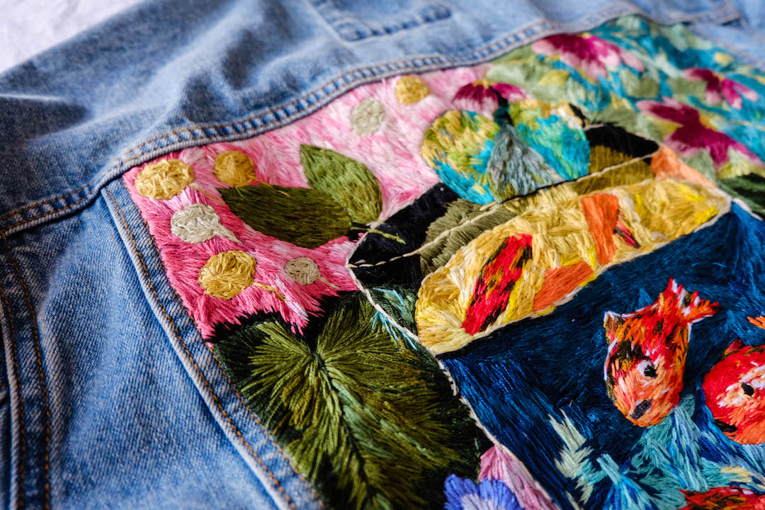 Embroidered denim jacket by Mapi BG