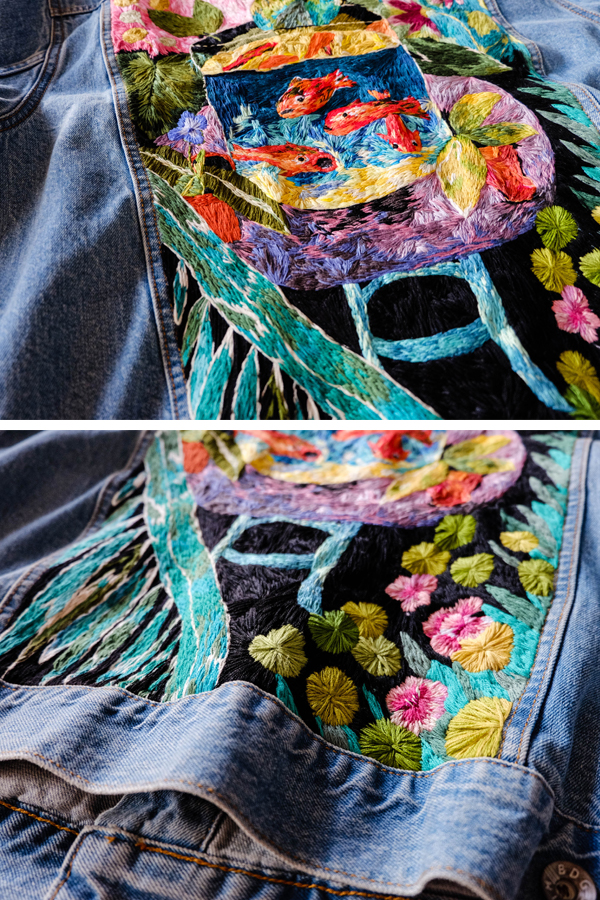 Embroidered denim jacket by Mapi BG