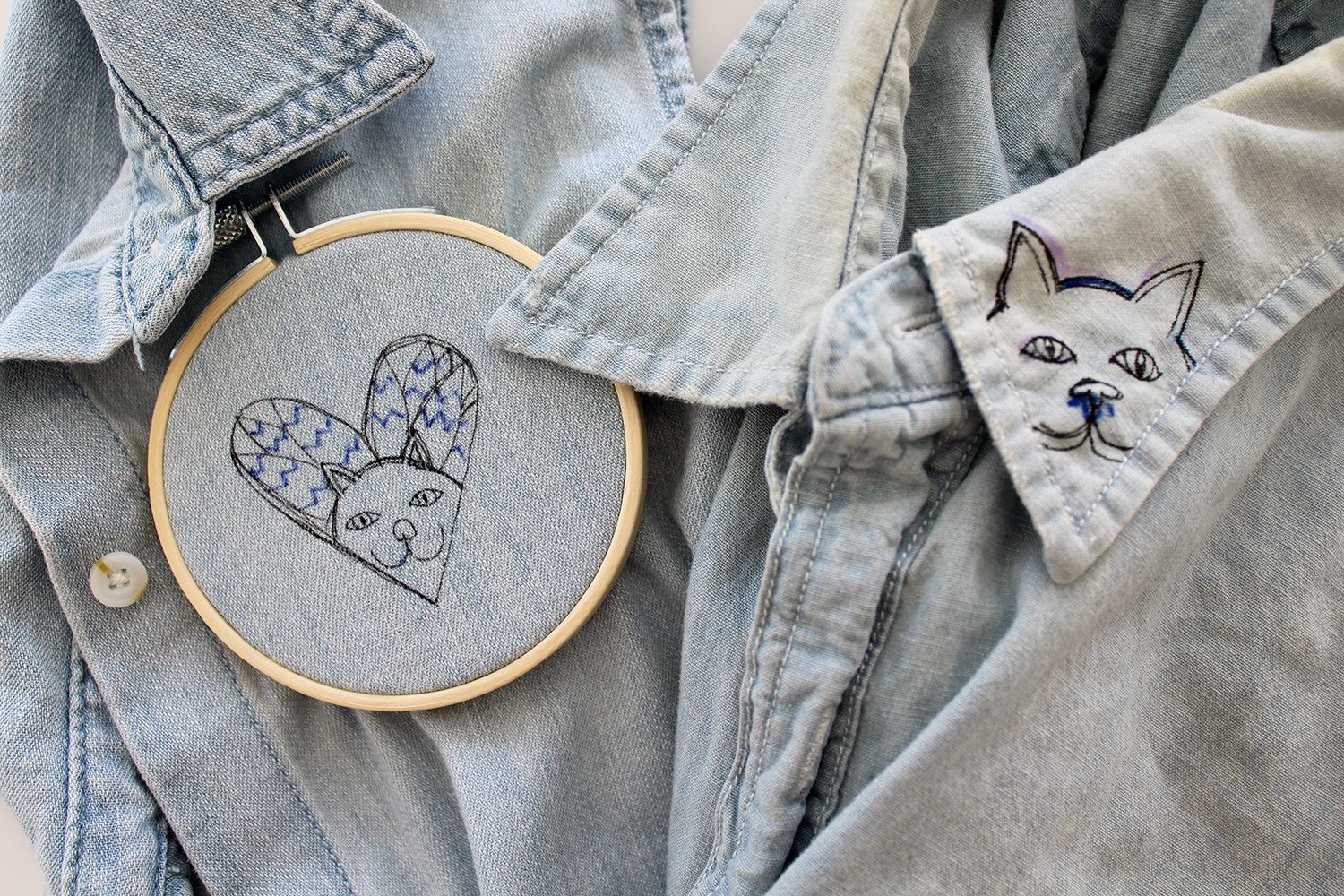 Embroidered denim by Sara Barnes