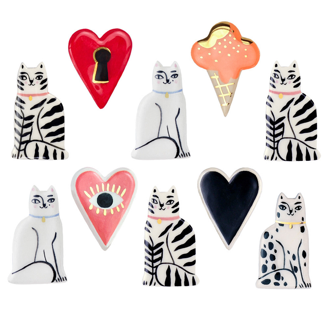 Ceramic brooches by Livia Coloji